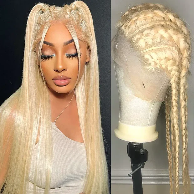 10″ – 30″  613 Blonde Color Straight Human Hair Full Lace Wig