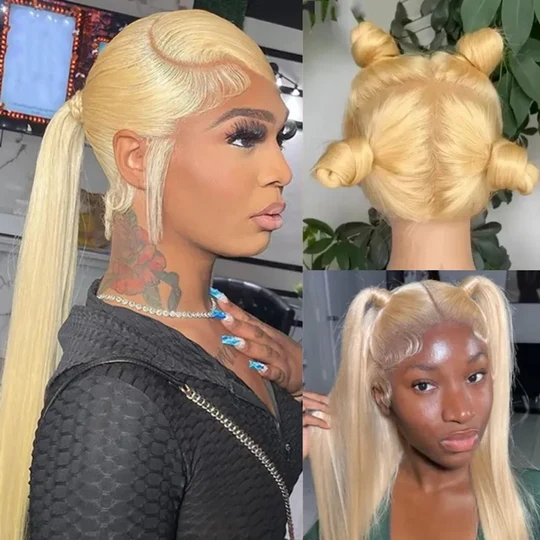 10″ – 30″  613 Blonde Color Straight Human Hair Full Lace Wig