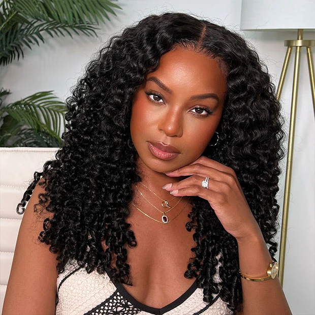 10″ – 40″ Natural Black Color Burmese Curly Human Hair Lace Front Wig