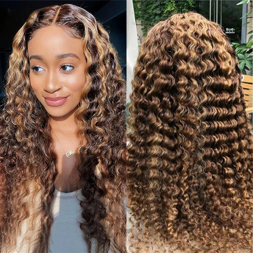 10″ – 40″ Highlight Color Deep Wave Human Hair Lace Front Wig