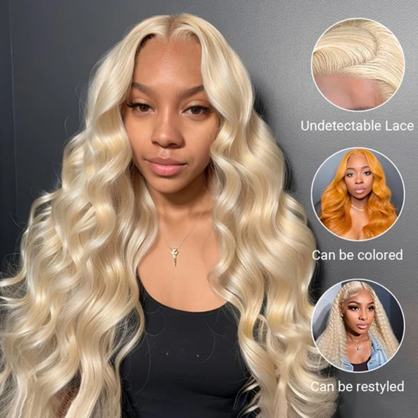 10″ – 30″  613 Blonde Color Body Wave Human Hair Full Lace Wig