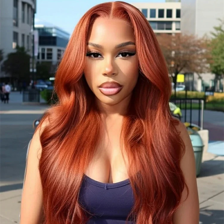 10″ – 40″ Ginger Color Body Wave Human Hair Lace Front Wig