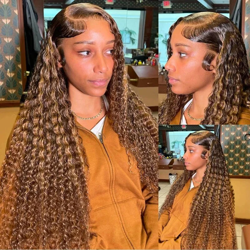 10″ – 40″ Highlight Color Deep Wave Human Hair Lace Front Wig