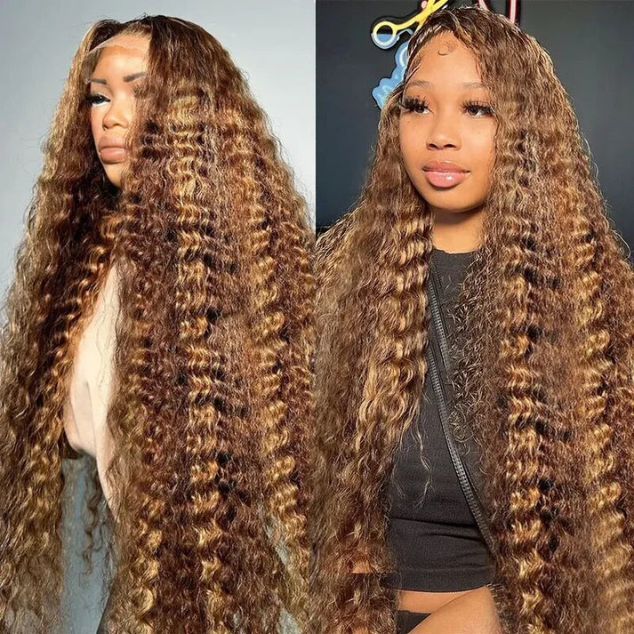 10″ – 40″ Highlight Color Deep Wave Human Hair Lace Front Wig
