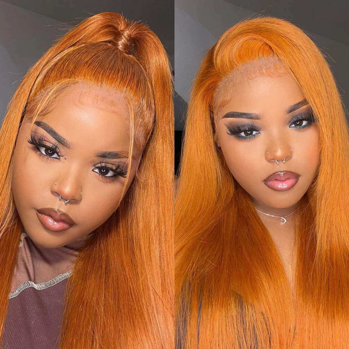 10″ – 40″ Ginger Color Natural Straight Human Hair Lace Front Wig