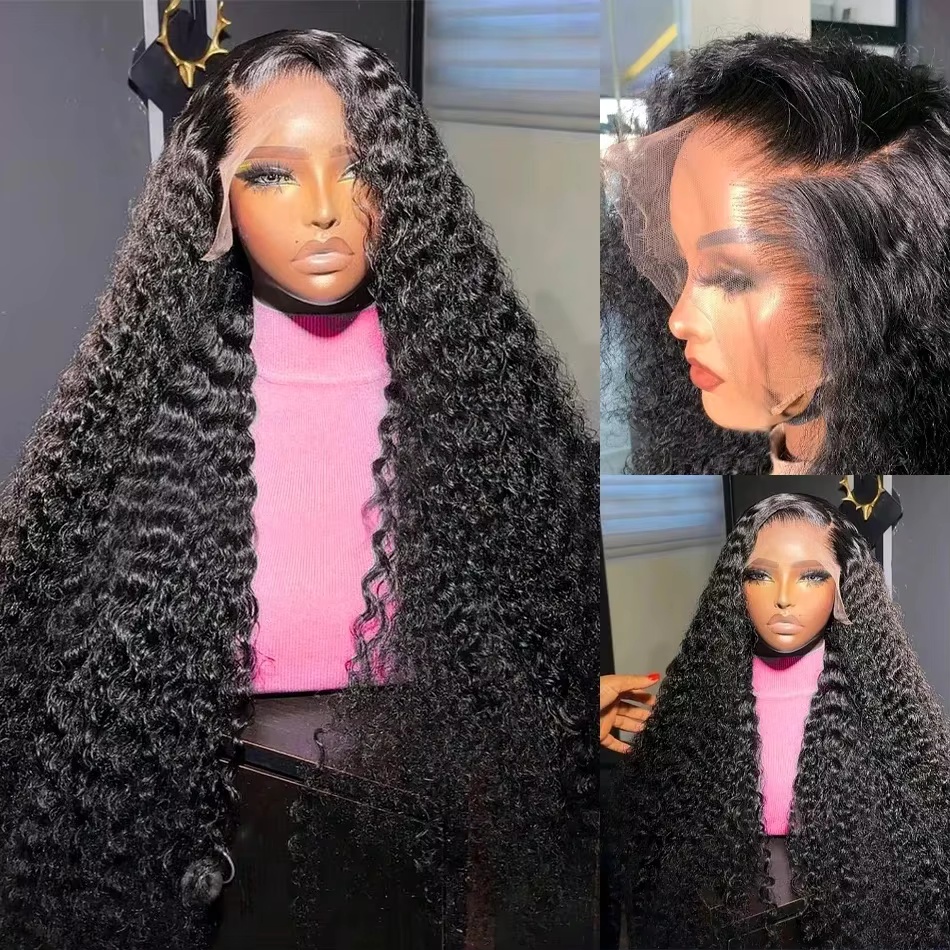 10″ – 40″ Natural Black Color Ripple Wave Human Hair Lace Front Wig