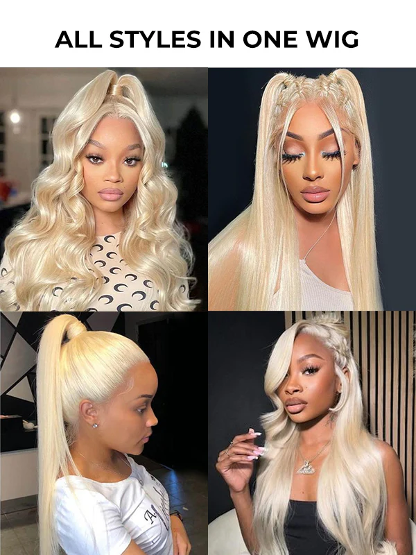 10″ – 30″  613 Blonde Color Straight Human Hair Full Lace Wig