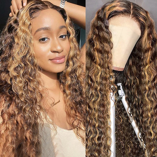 10″ – 40″ Highlight Color Deep Wave Human Hair Lace Front Wig