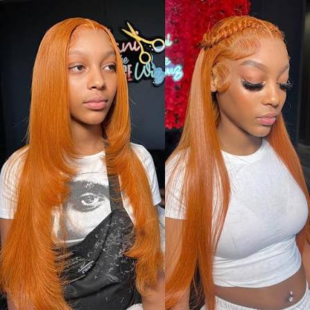 10″ – 40″ Ginger Color Natural Straight Human Hair Lace Front Wig