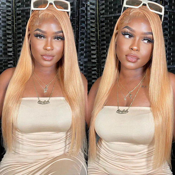 10″ – 40″ #27 Color Natural Straight Human Hair Lace Front Wig