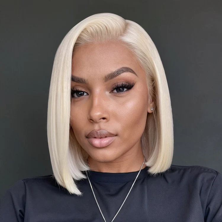 8″ – 14″ #613 Blonde Color BOB  Human Hair Lace Front Wig