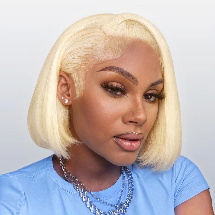 8″ – 14″ #613 Blonde Color BOB  Human Hair Lace Front Wig