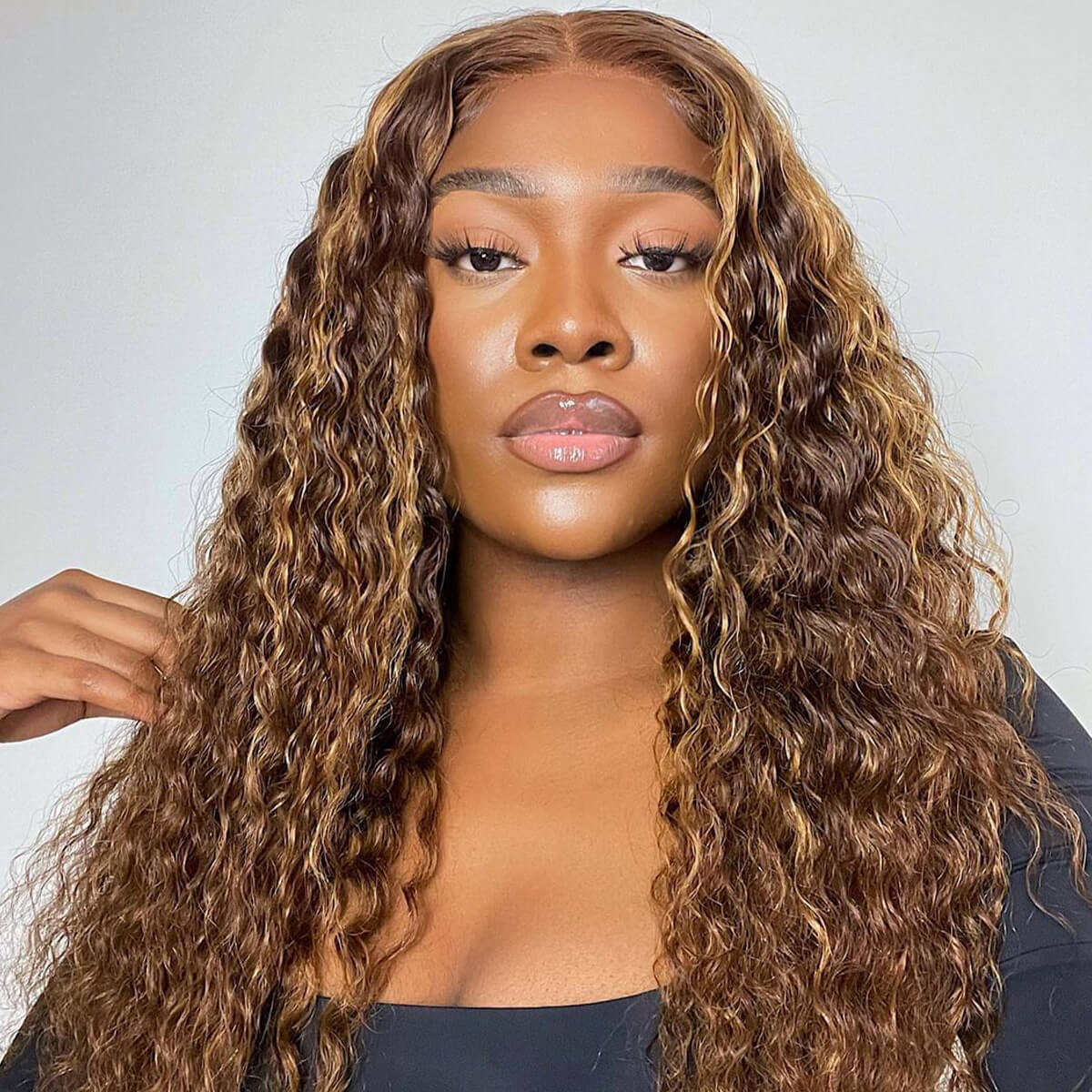 10″ – 40″ Highlight Color Pineapple Wave Human Hair Lace Front Wig