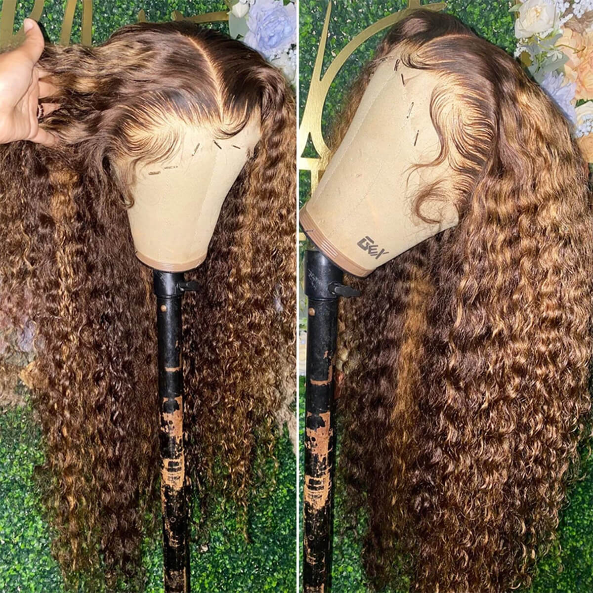 10″ – 40″ Highlight Color Pineapple Wave Human Hair Lace Front Wig