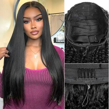 10″ – 40″ Natural Black Color Straight Human Hair Drawstring Half Wig