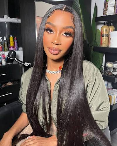 10″ – 40″ Natural Black Color Straight Human Hair Drawstring Half Wig
