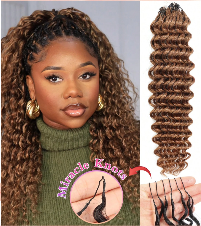 14″ – 24″ #30 Color Deep Wave Human Hair Crochet Hair