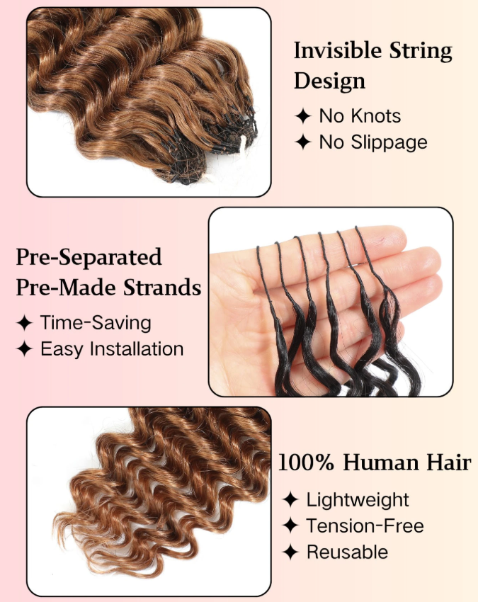 14″ – 24″ #30 Color Deep Wave Human Hair Crochet Hair