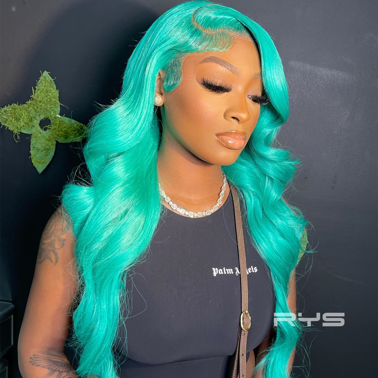 10″ – 40″ Tiffany Blue Color Body Wave Human Hair Lace Front Wig