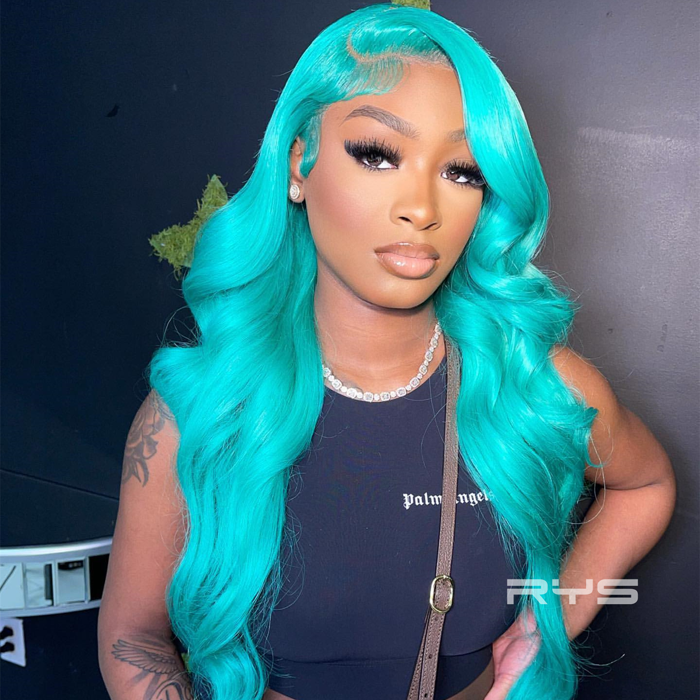 10″ – 40″ Tiffany Blue Color Body Wave Human Hair Lace Front Wig