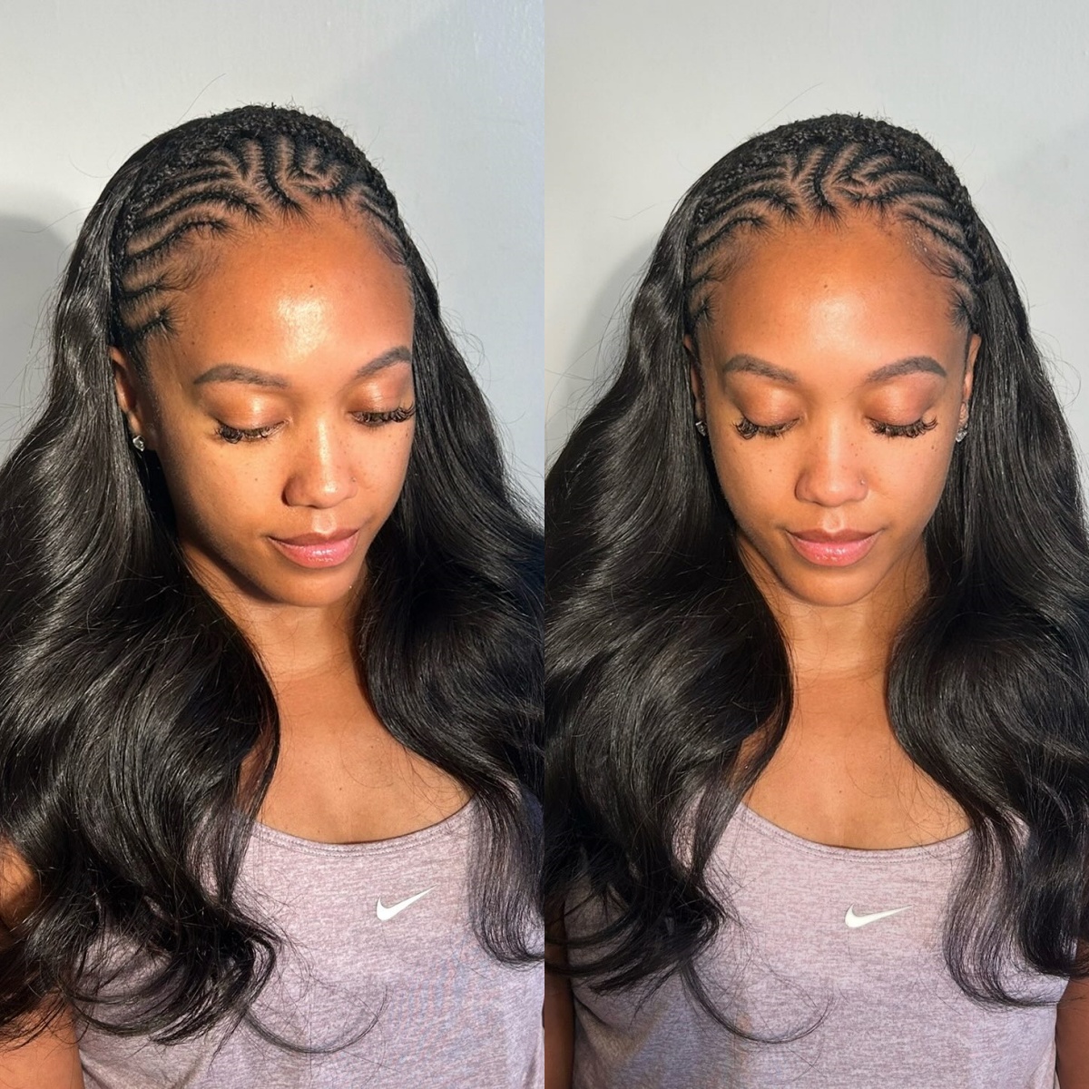 10″ – 40″ Natural Black Color Body Wave Human Hair Drawstring Half Wig