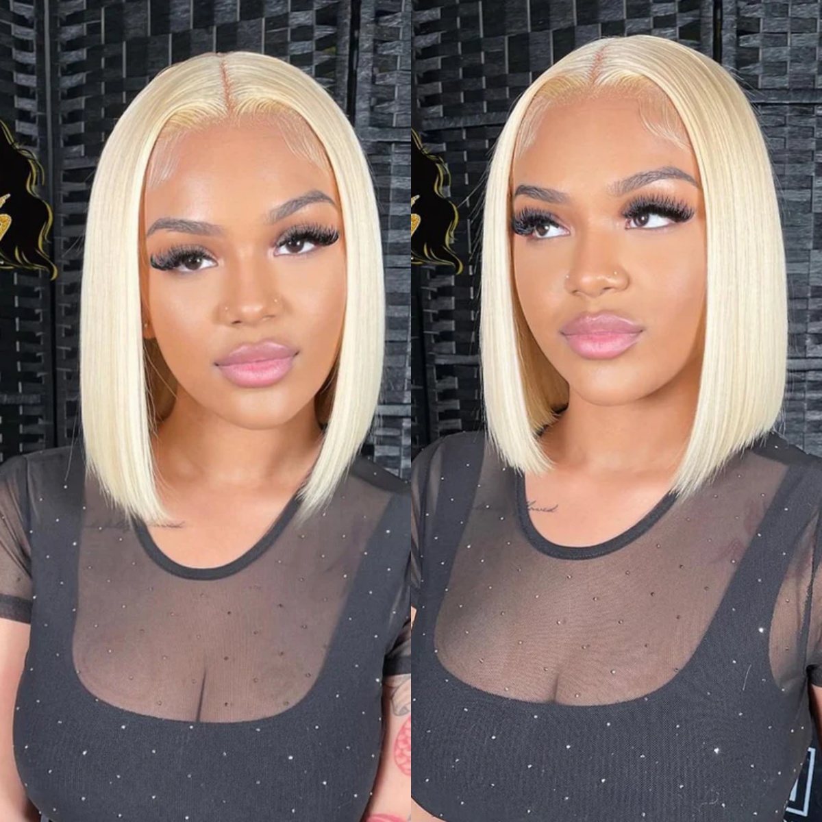 8″ – 14″ #613 Blonde Color BOB  Human Hair Lace Front Wig