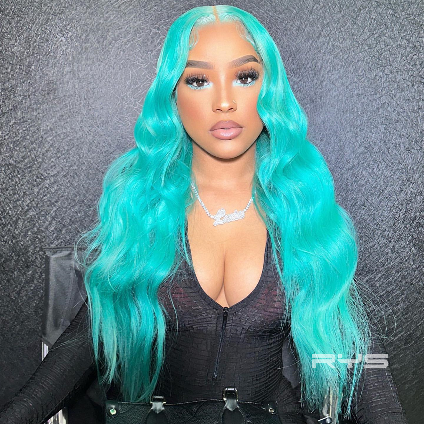 10″ – 40″ Turquoise Light Cyan Color Body Wave Human Hair Lace Front Wig