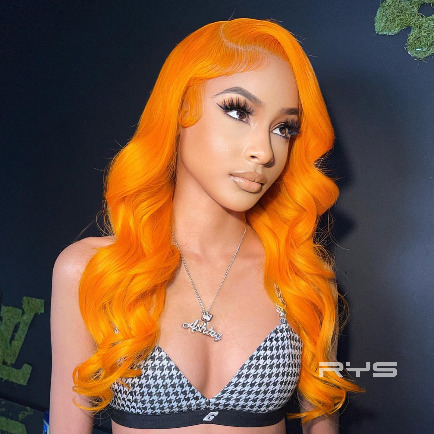 10″ – 40″ Tangerine Orange Color Body Wave Human Hair Lace Front Wig
