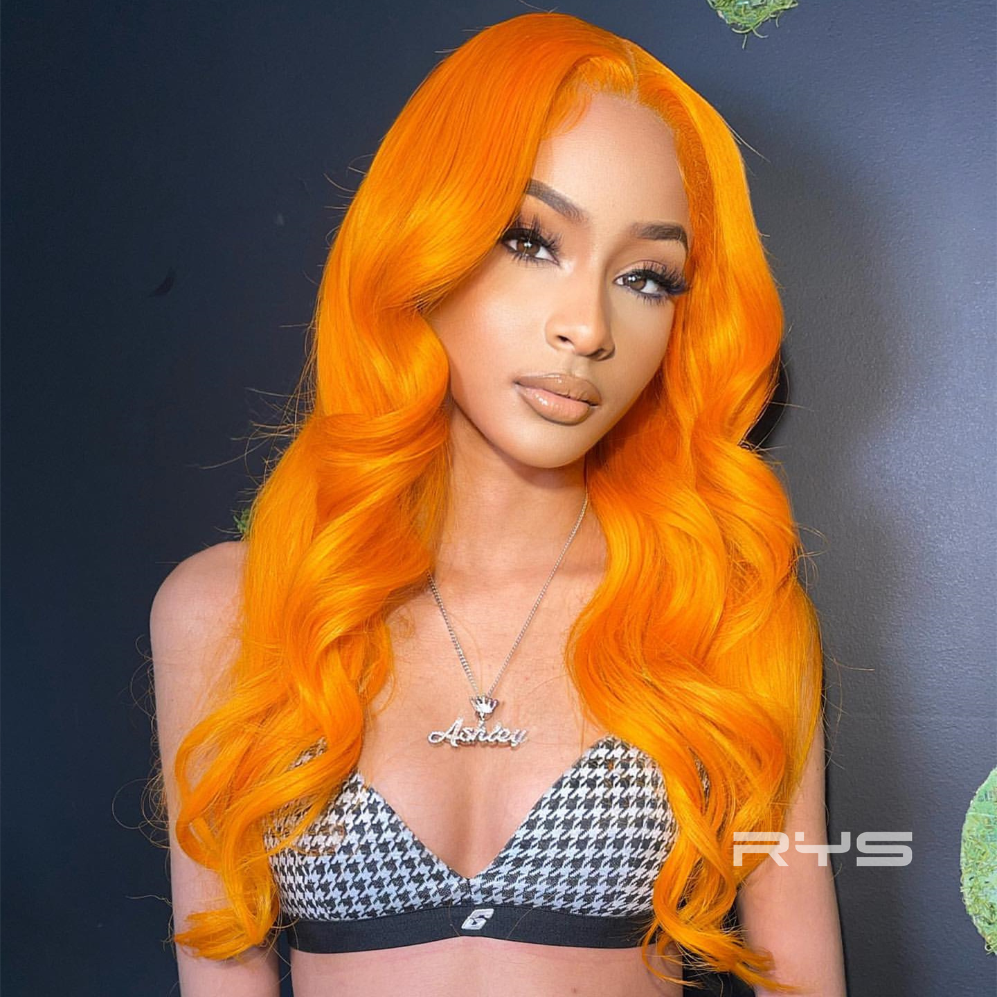 10″ – 40″ Tangerine Orange Color Body Wave Human Hair Lace Front Wig