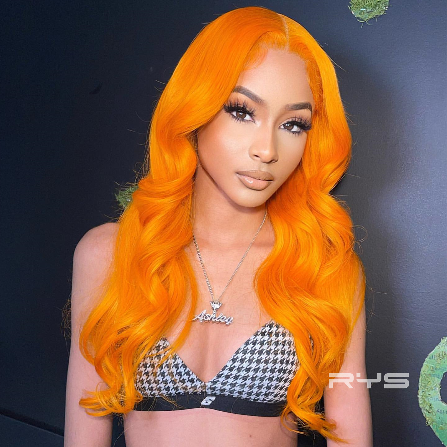 10″ – 40″ Tangerine Orange Color Body Wave Human Hair Lace Front Wig