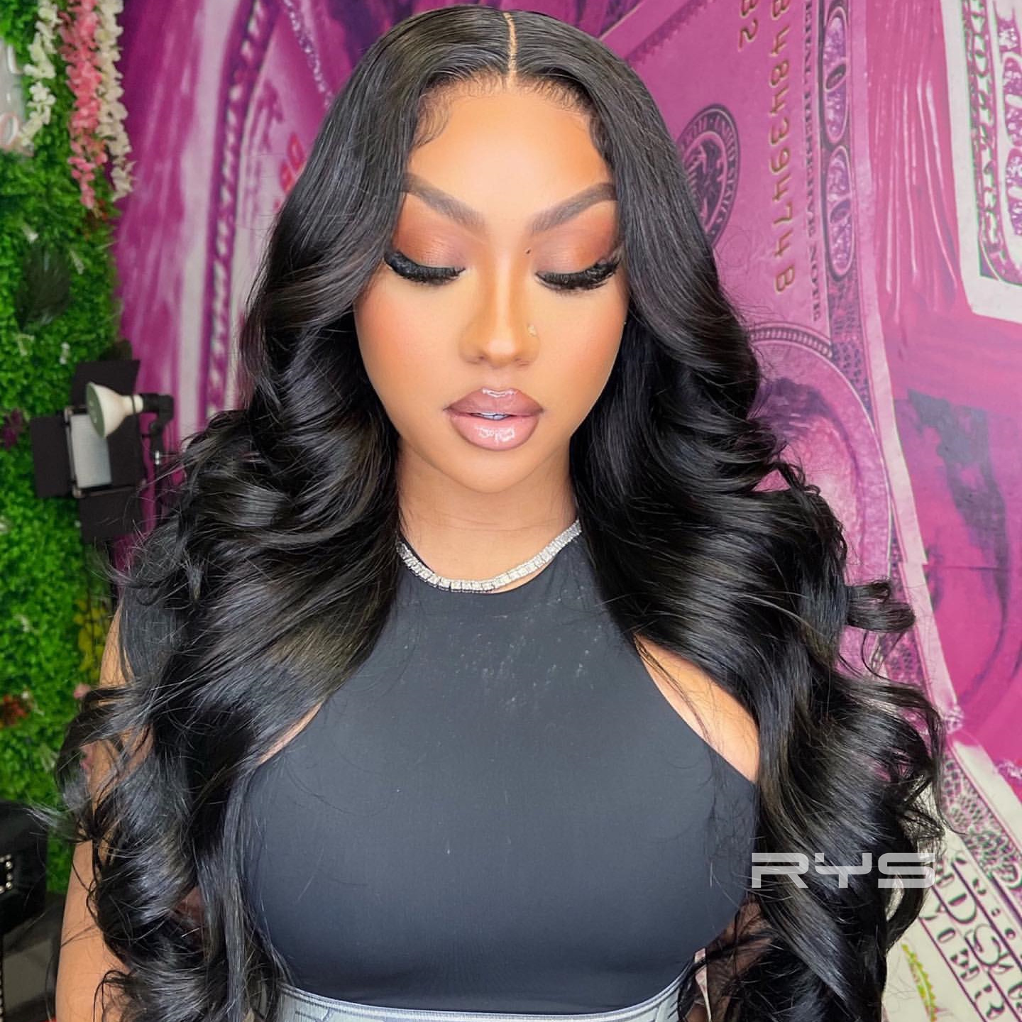 10″ – 40″ Natural Black Color Body Wave Human Hair Lace Front Wig