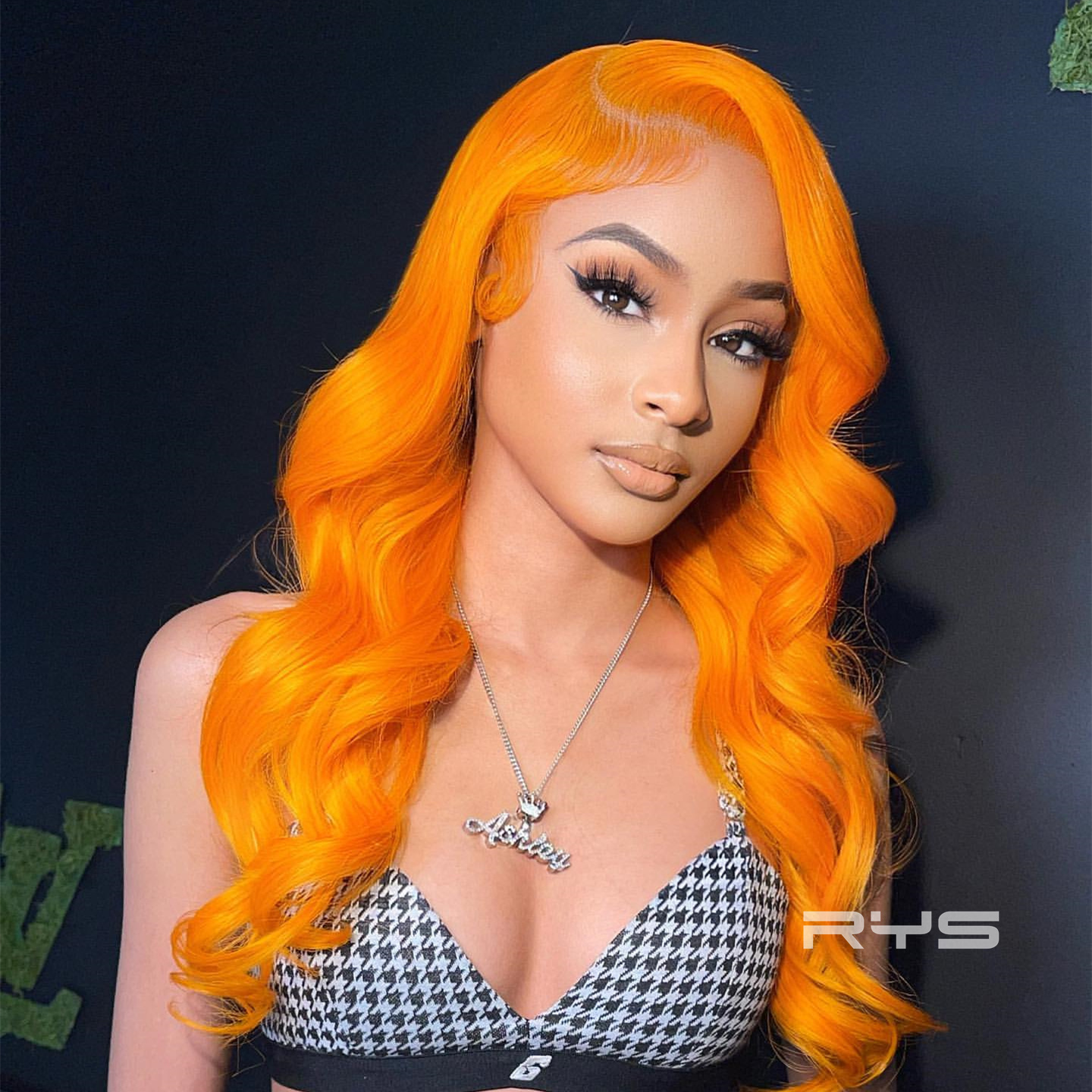 10″ – 40″ Tangerine Orange Color Body Wave Human Hair Lace Front Wig