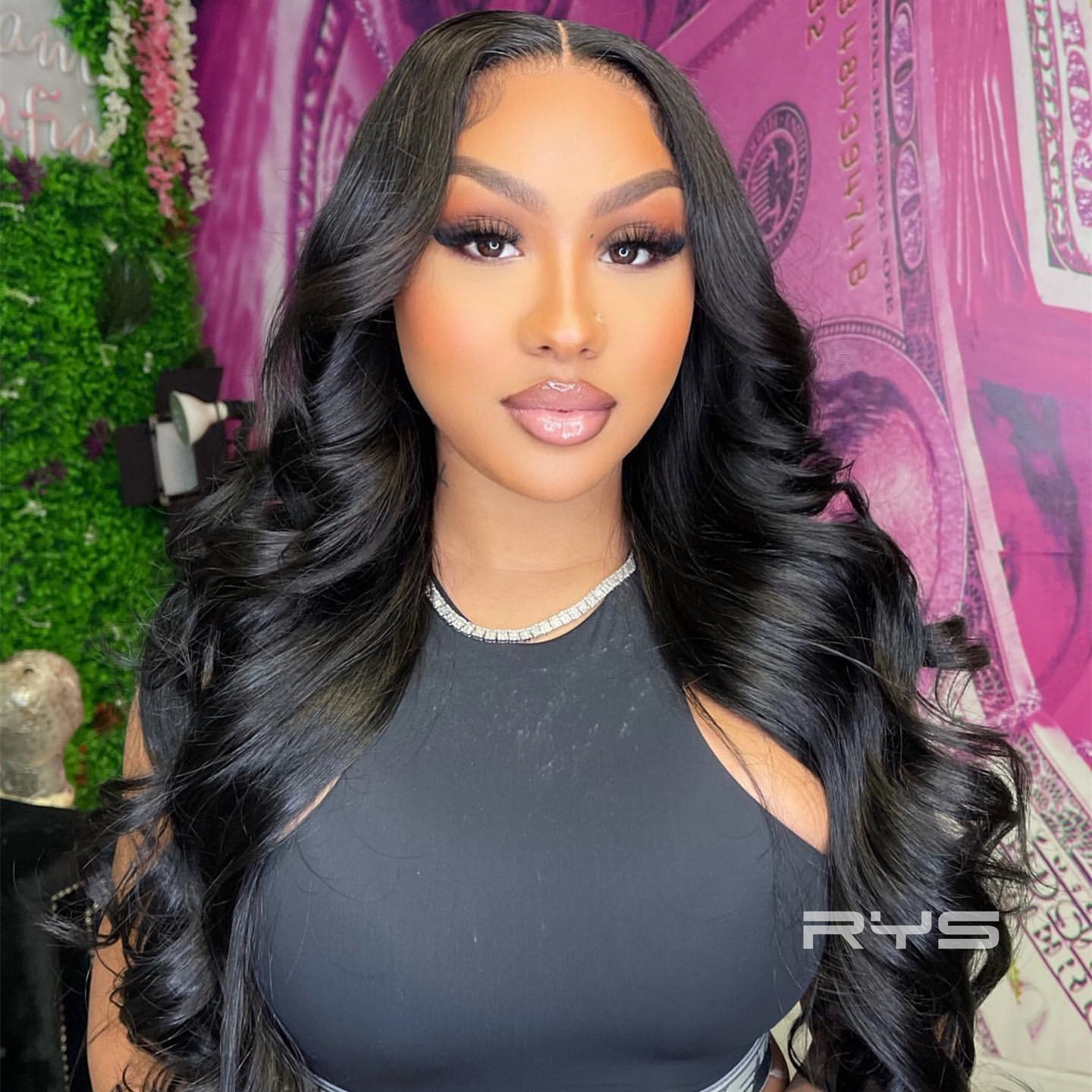 10″ – 40″ Natural Black Color Body Wave Human Hair Lace Front Wig