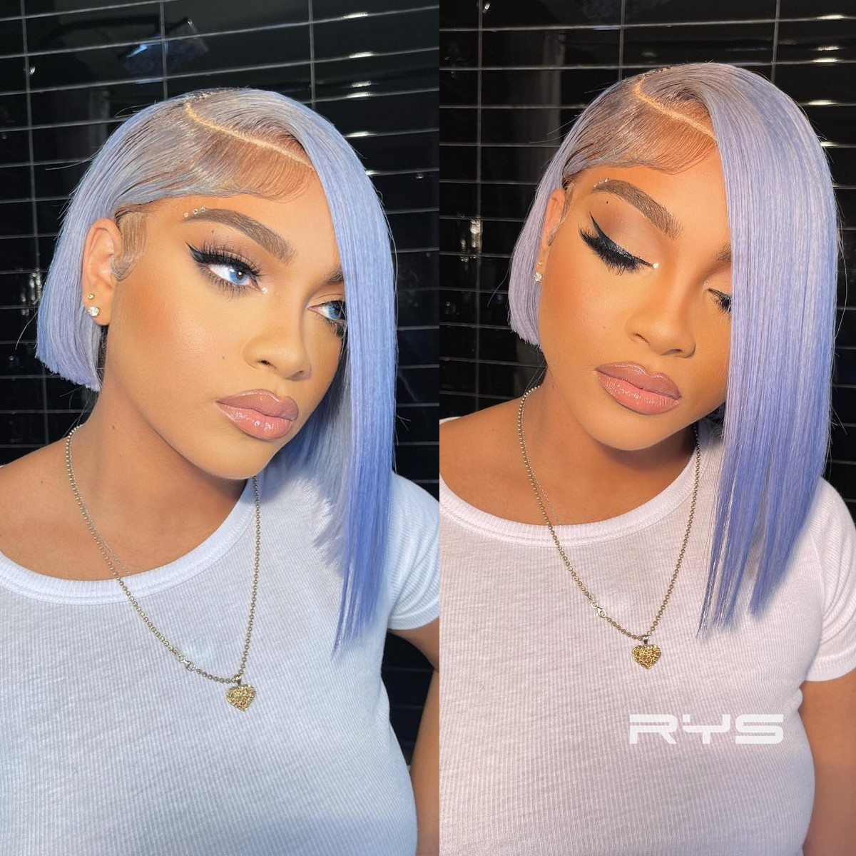 8″ – 14″ Periwinkle Color BOB Straight Human Hair Lace Front Wig