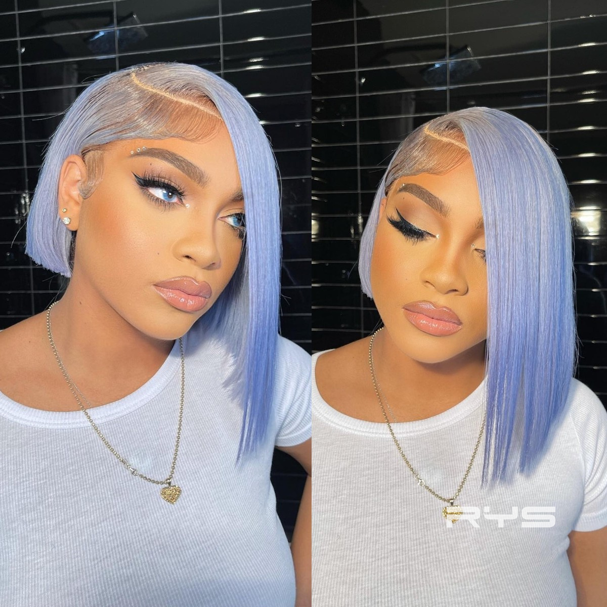 8″ – 14″ Periwinkle Color BOB Straight Human Hair Lace Front Wig