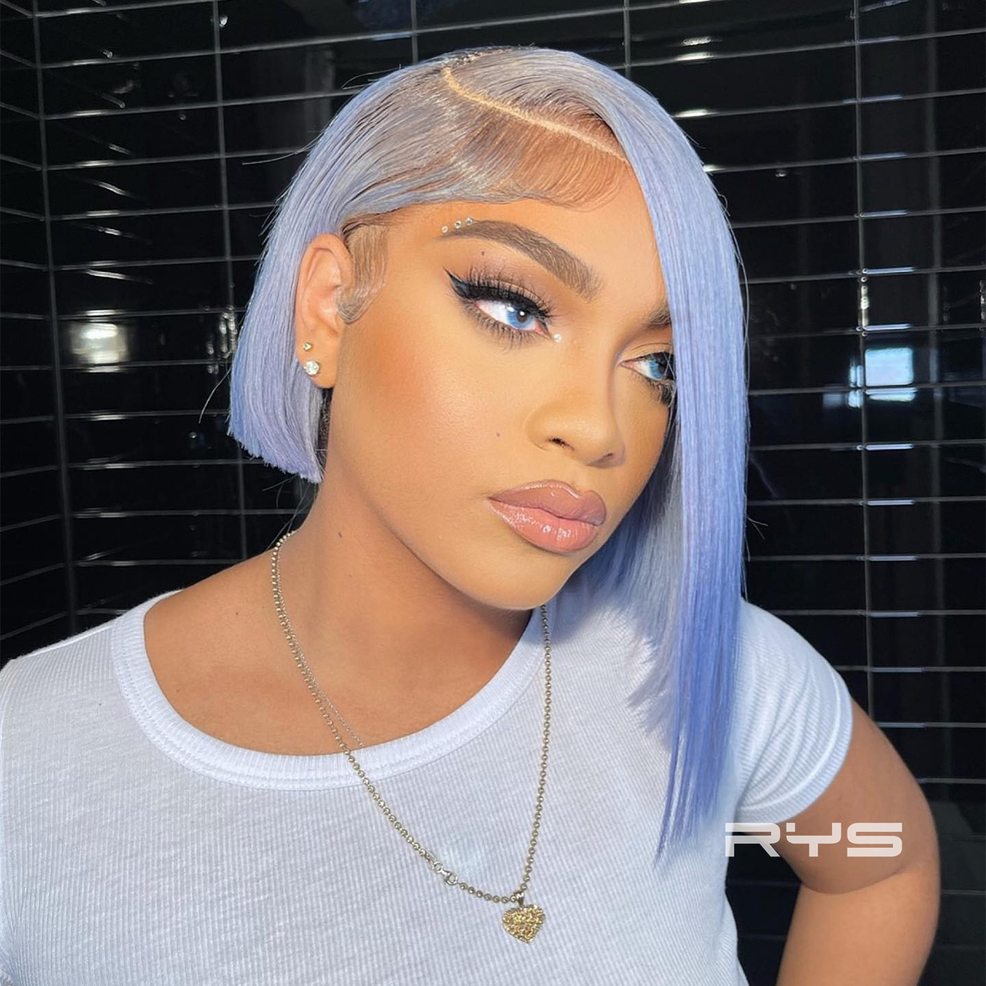 8″ – 14″ Periwinkle Color BOB Straight Human Hair Lace Front Wig