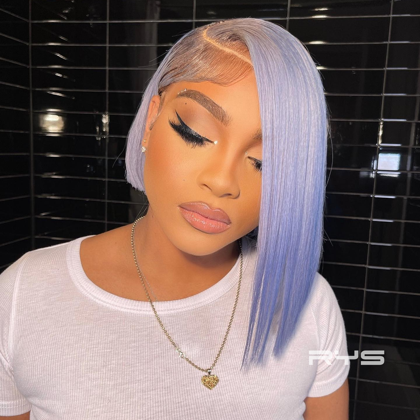 8″ – 14″ Periwinkle Color BOB Straight Human Hair Lace Front Wig