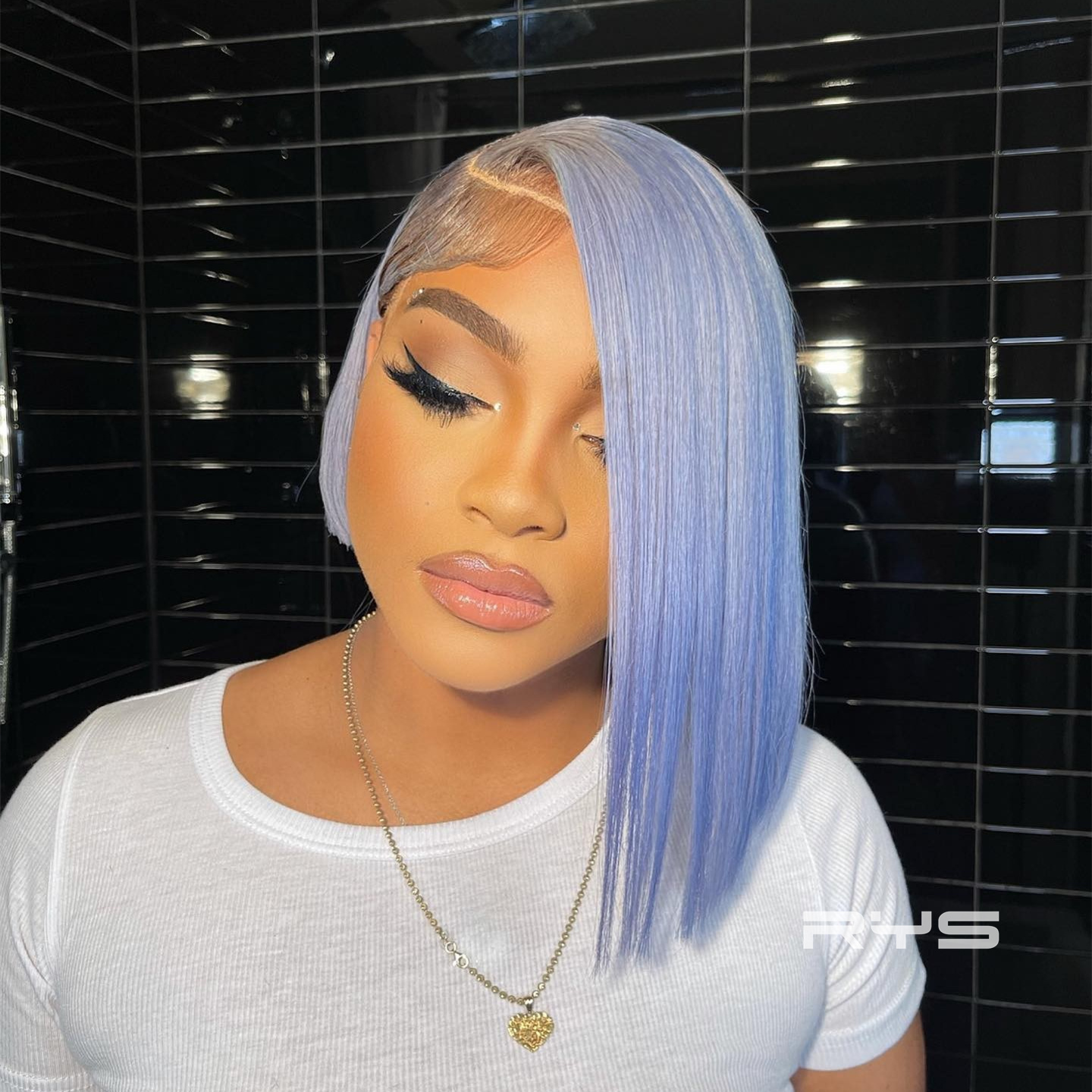 8″ – 14″ Periwinkle Color BOB Straight Human Hair Lace Front Wig