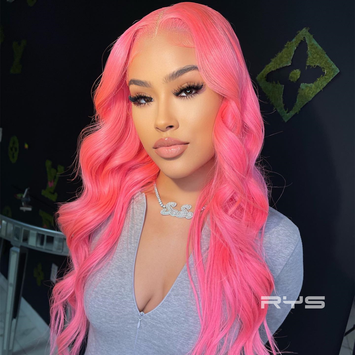 10″ – 40″ Pink Color Body Wave Human Hair Lace Front Wig