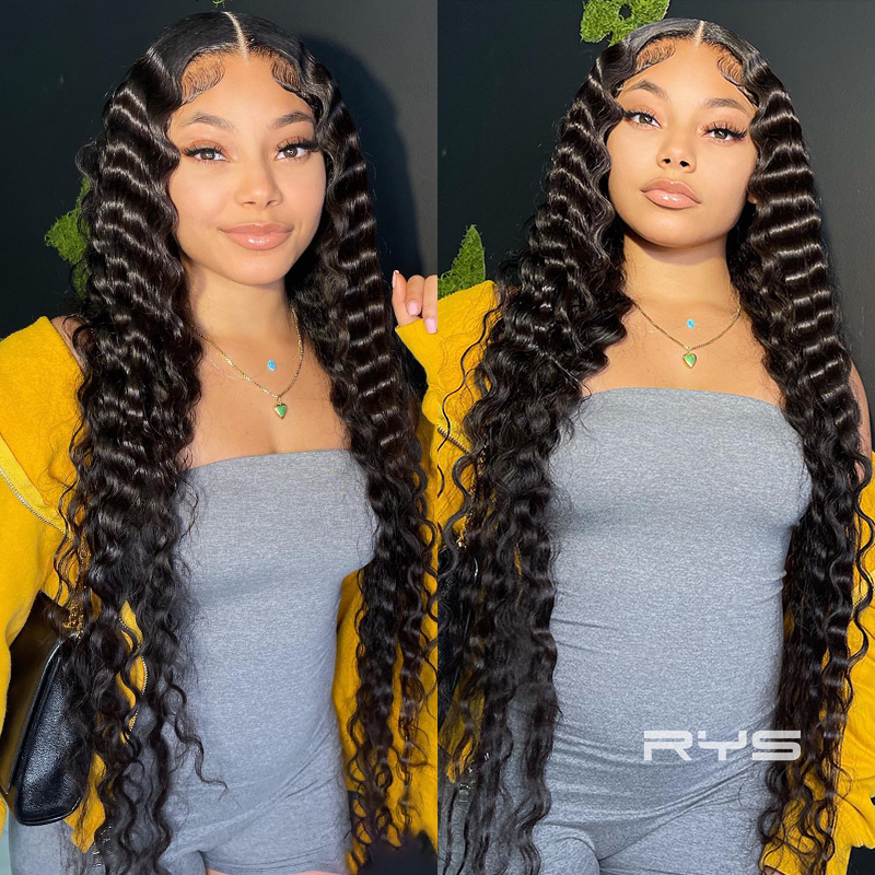 10″ – 40″ Natural Black Color Pineapple Wave Human Hair Lace Front Wig