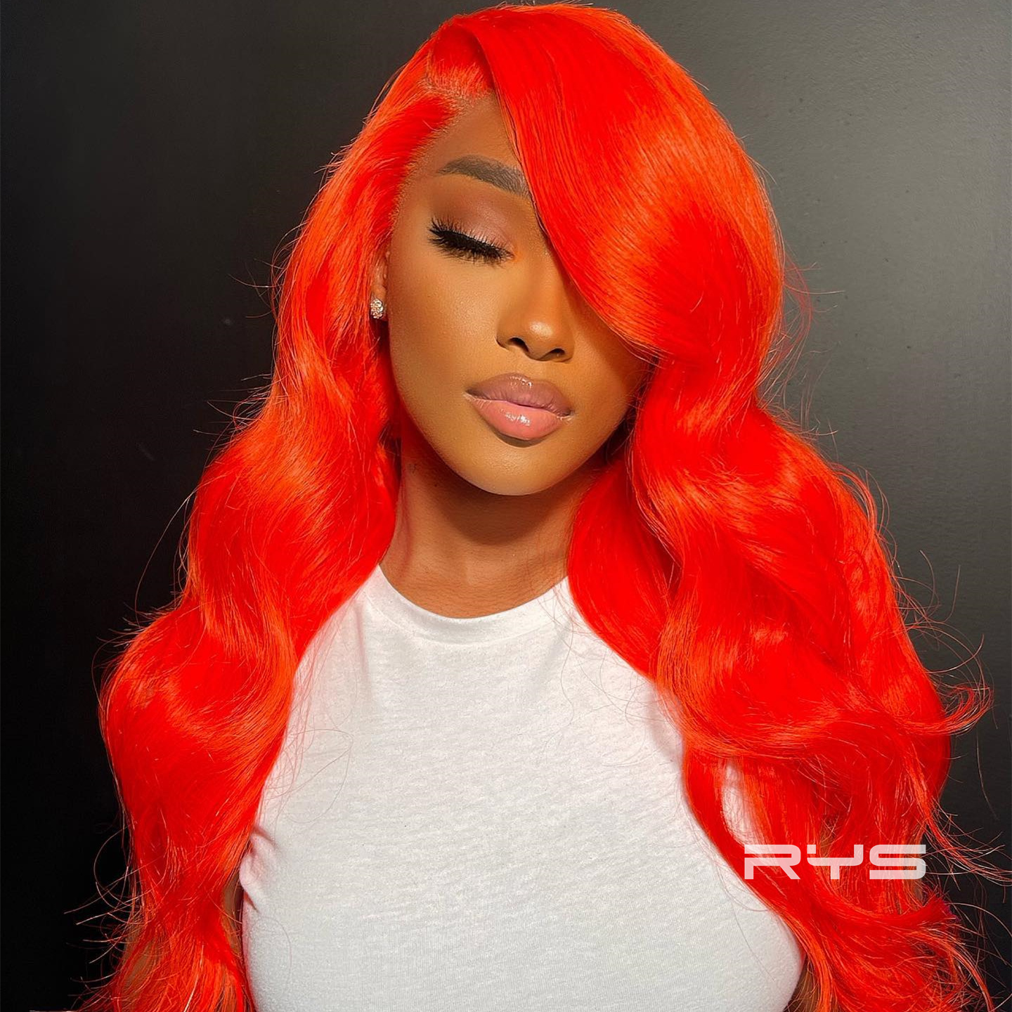 10″ – 40″ Bright Orange Red Color Body Wave Human Hair Lace Front Wig