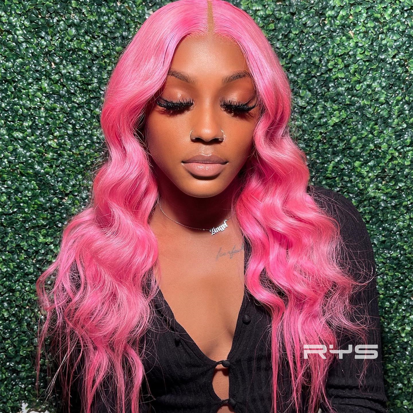 10″ – 40″ Hot Pink Color Body Wave Human Hair Lace Front Wig