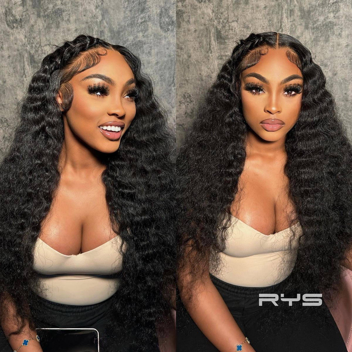 10″ – 40″ Natural Black Color Deep Wave Human Hair Lace Front Wig