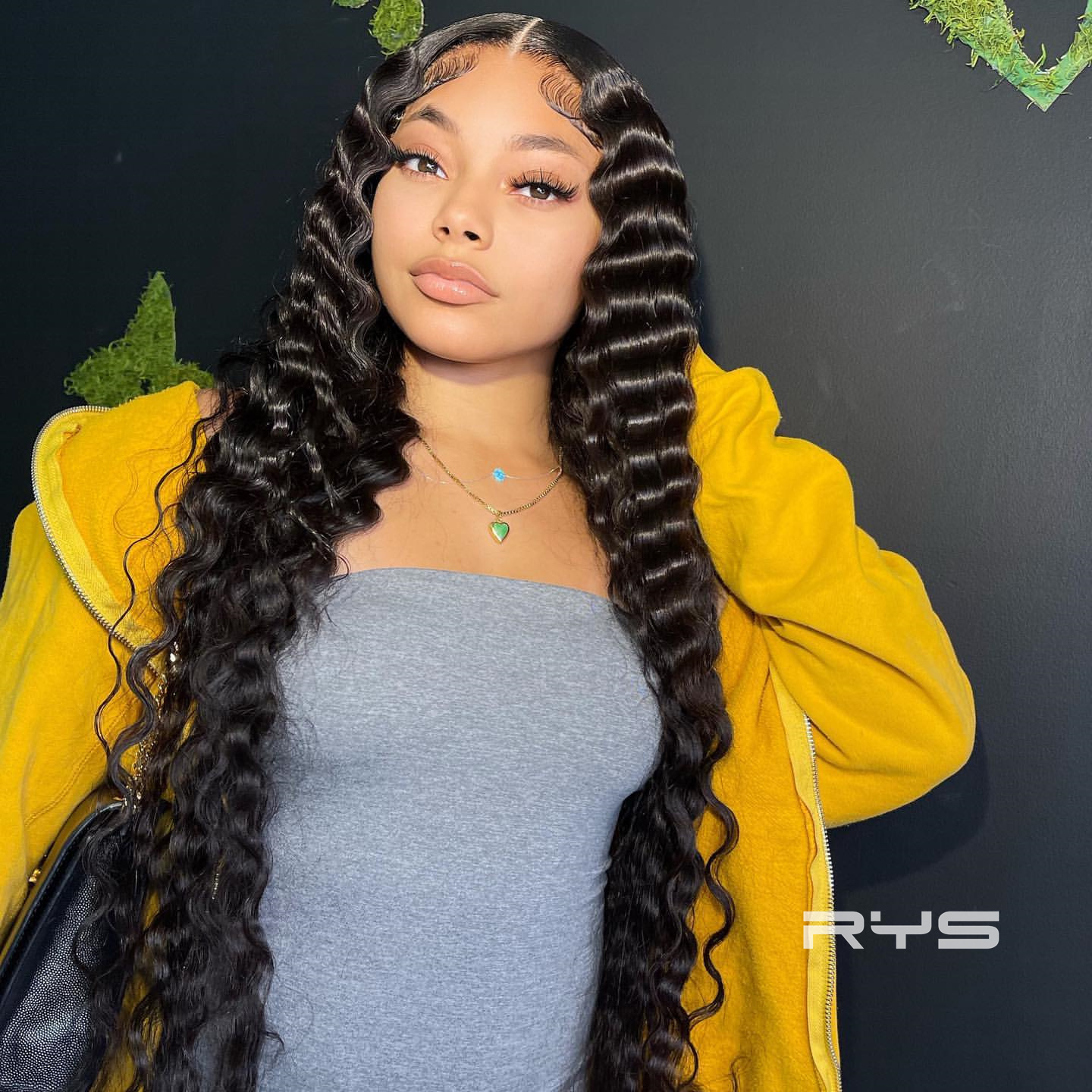 10″ – 40″ Natural Black Color Pineapple Wave Human Hair Lace Front Wig