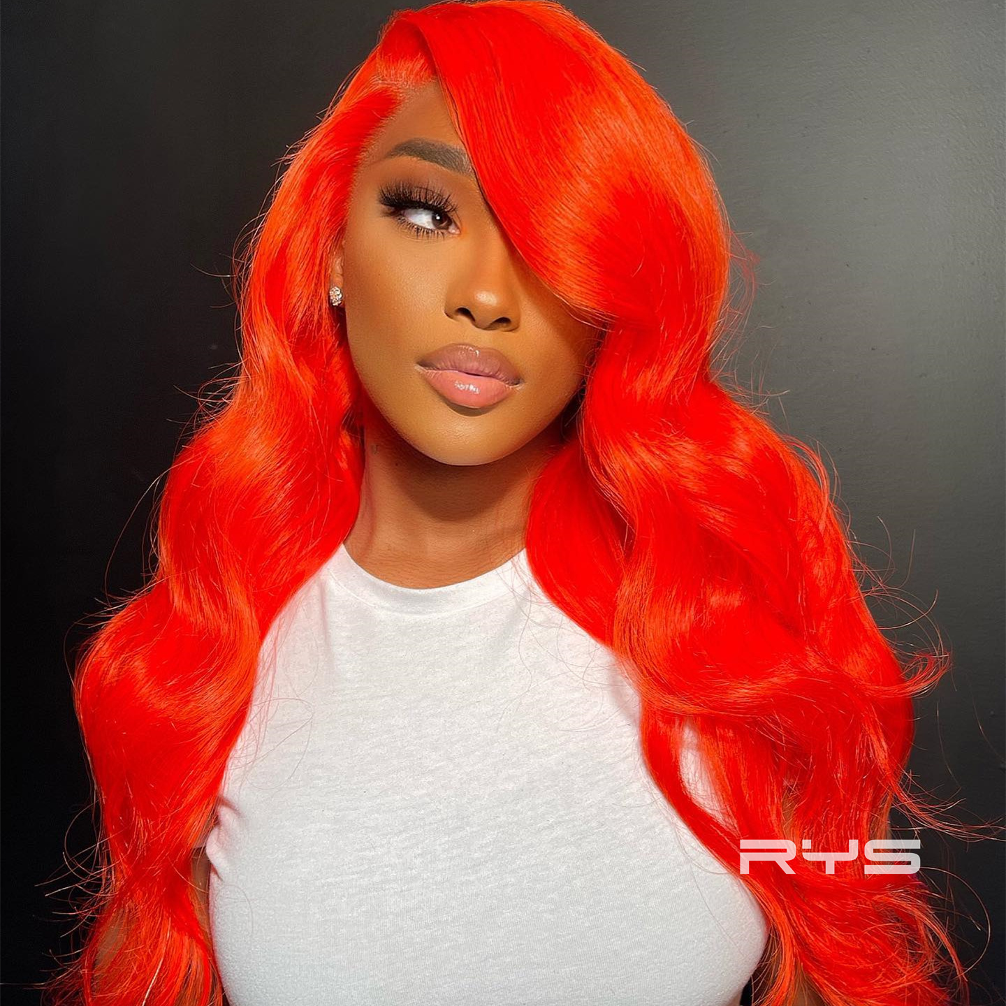 10″ – 40″ Bright Orange Red Color Body Wave Human Hair Lace Front Wig