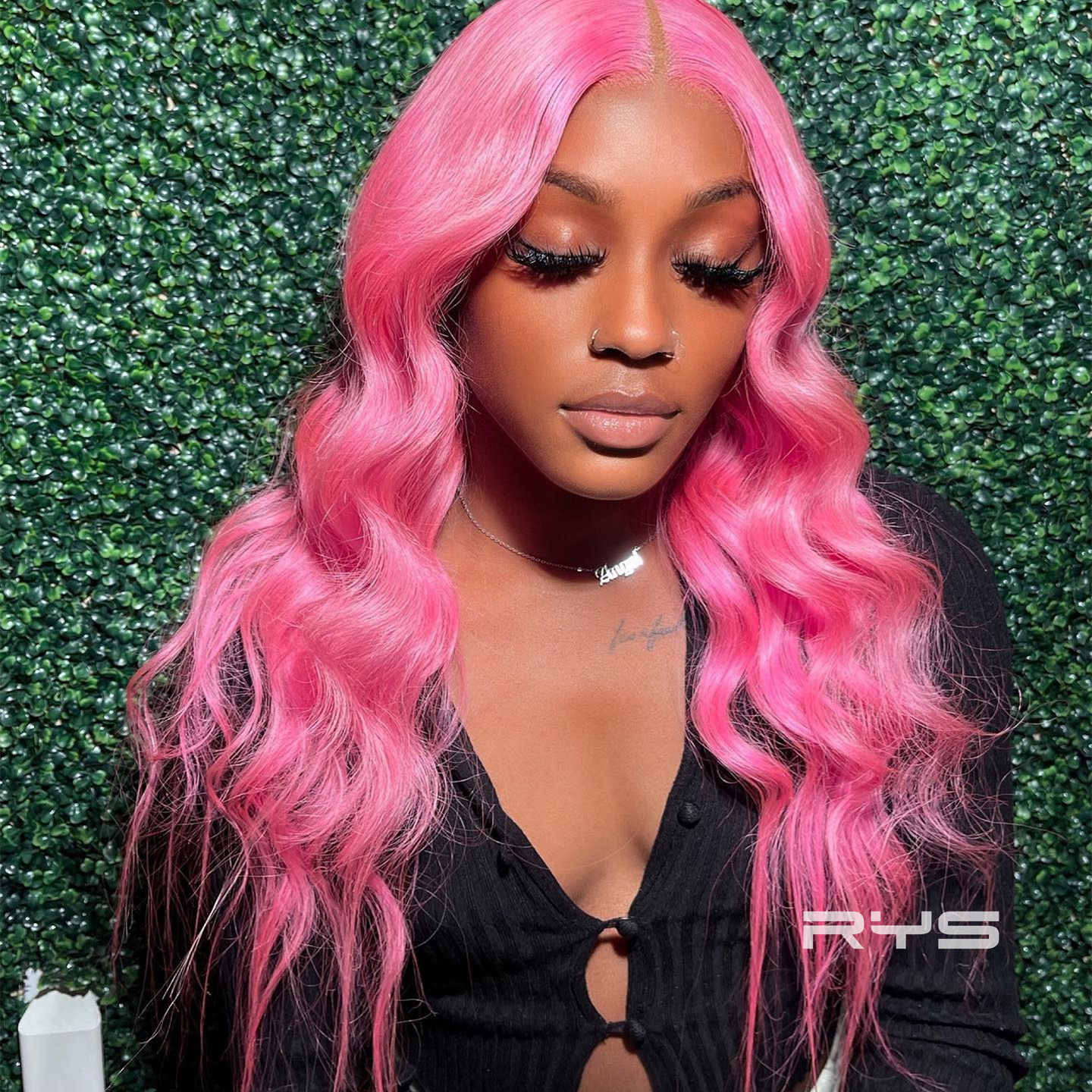 10″ – 40″ Hot Pink Color Body Wave Human Hair Lace Front Wig