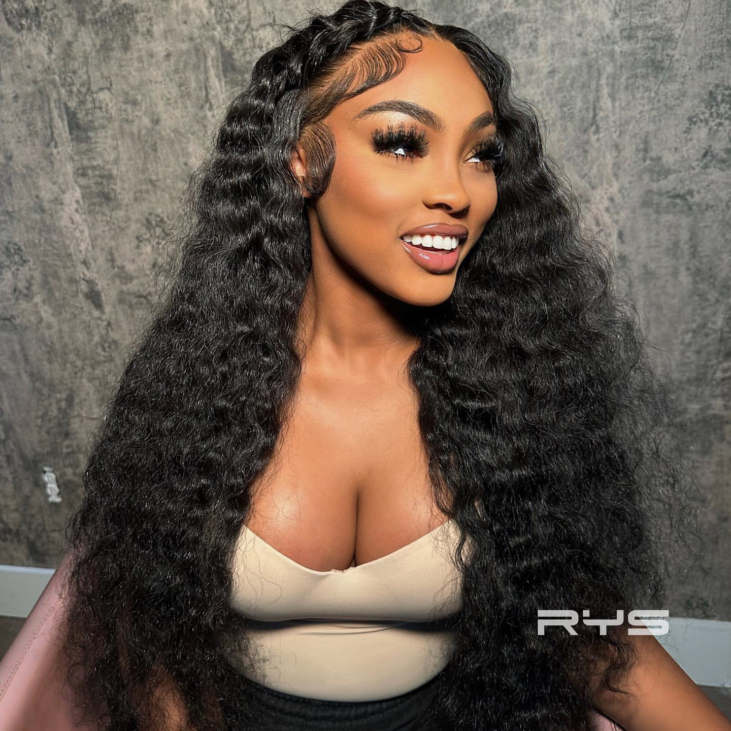 10″ – 40″ Natural Black Color Deep Wave Human Hair Lace Front Wig