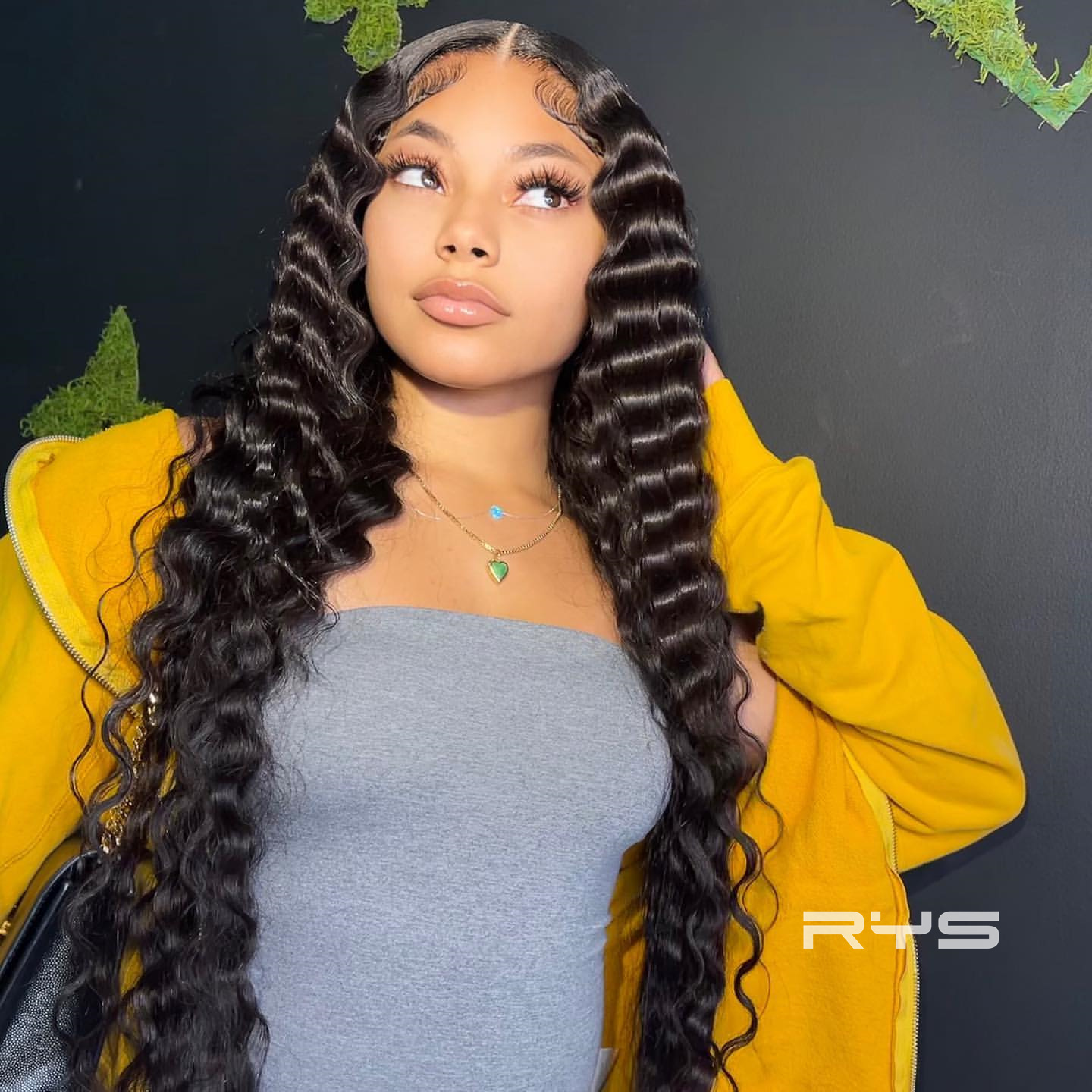 10″ – 40″ Natural Black Color Pineapple Wave Human Hair Lace Front Wig