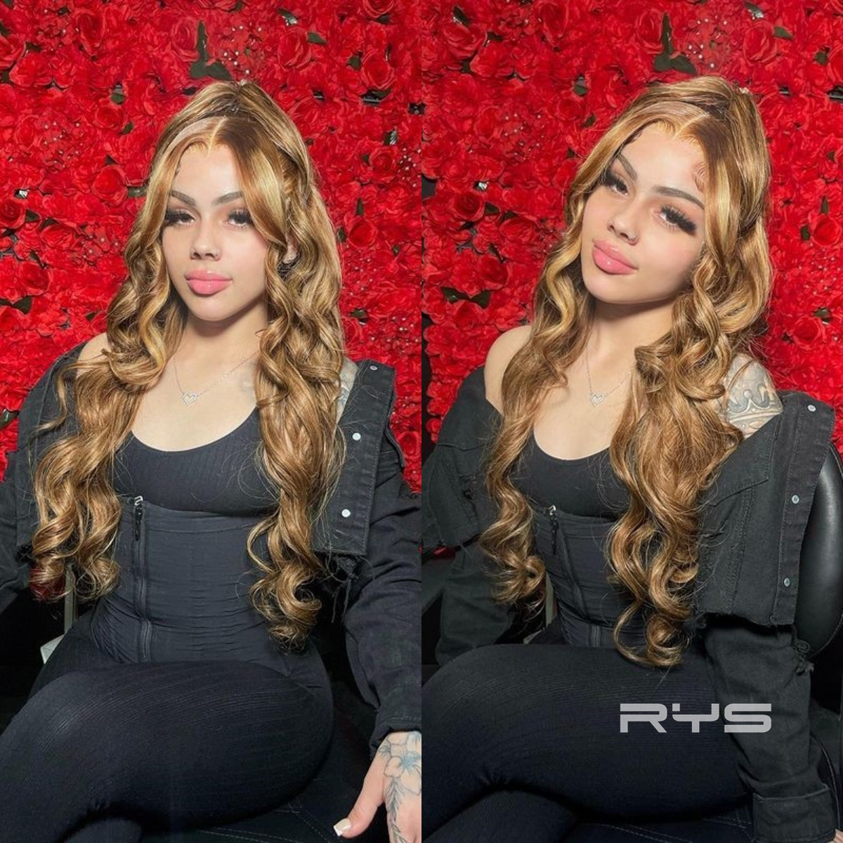 10″ – 40″ Highlight Color Body Wave Human Hair Lace Front Wig