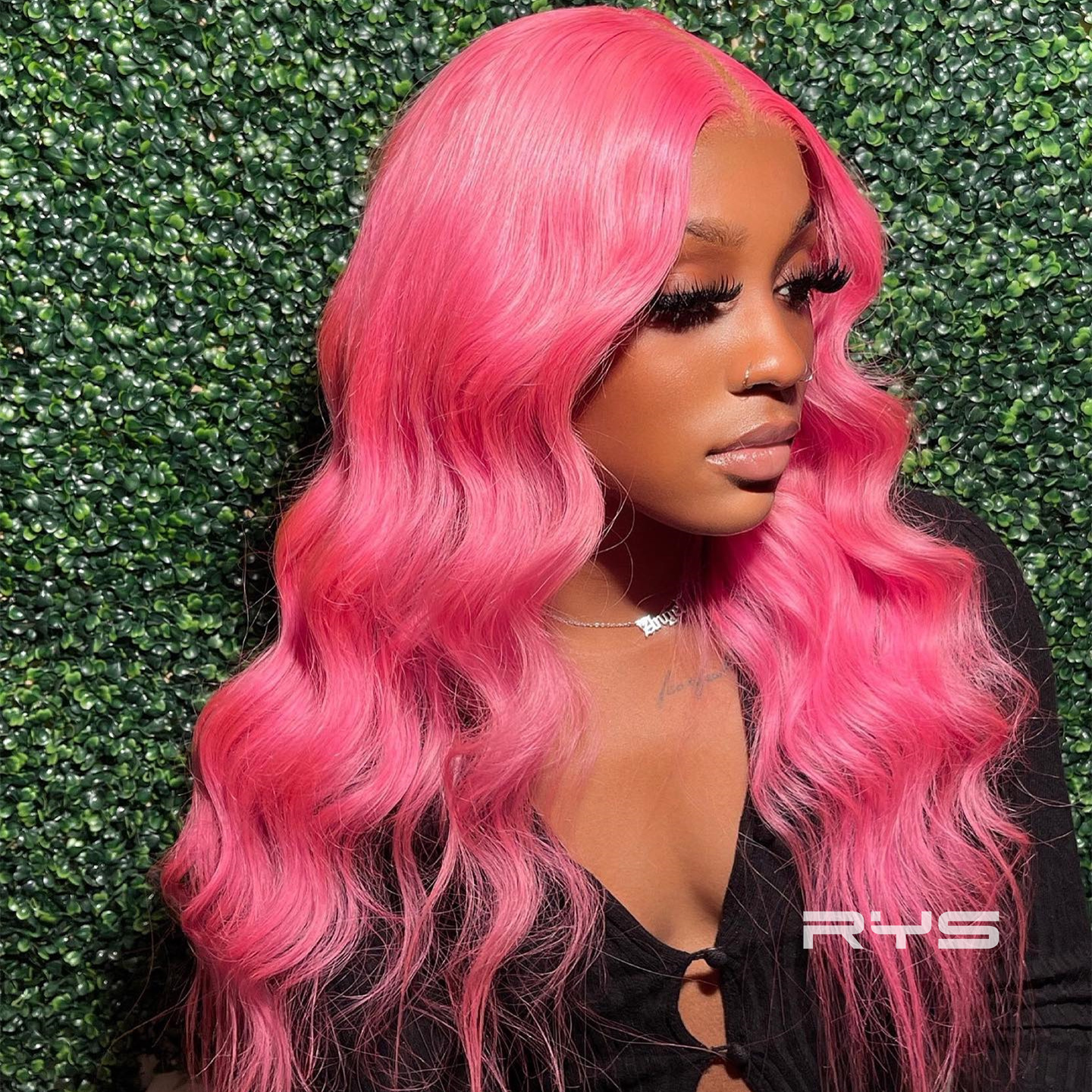 10″ – 40″ Hot Pink Color Body Wave Human Hair Lace Front Wig